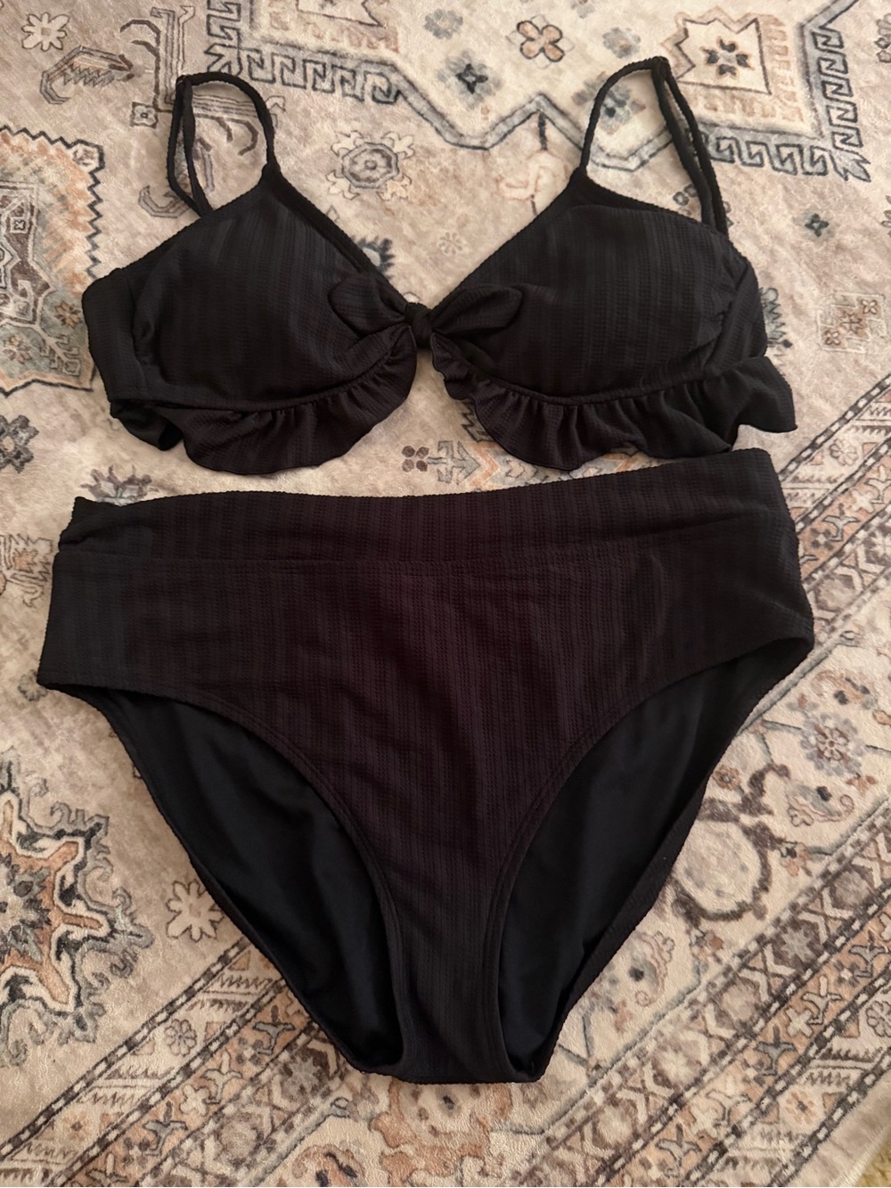 Black Ruffle Bikini Set - Women's Two-Piece Swimwear